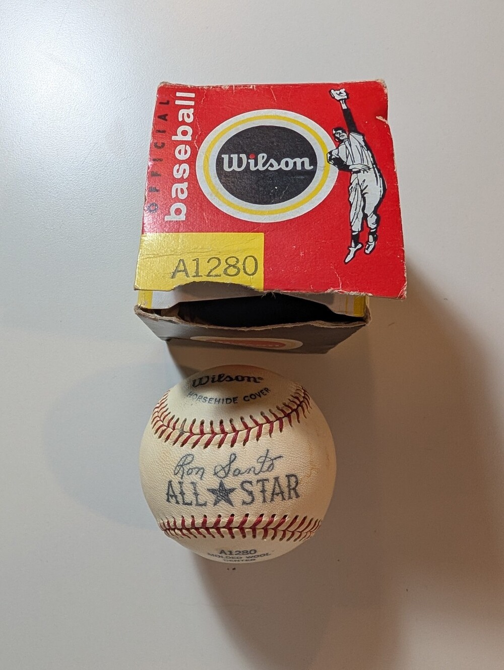 Wilson 1960's Ron Santo Player Endorsed All-Star Baseball With Box A1280